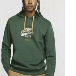 Nike Sportswear Green Graphic Pullover Hoodie Sweatshirt Men's XL